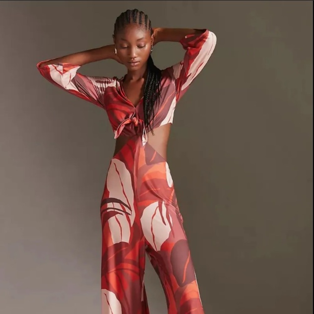 Anthropologie Hutch Printed Cutout Jumpsuit